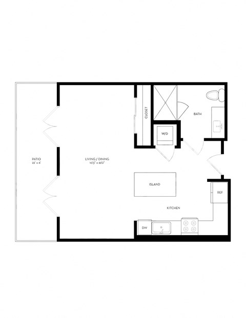 a floor plan of a 1 bedroom floor plan